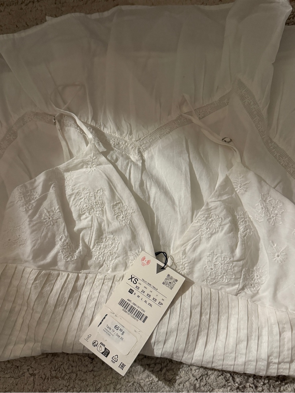 Elegant White Eyelet Cotton Bralette Dress - Picture 3 of 4